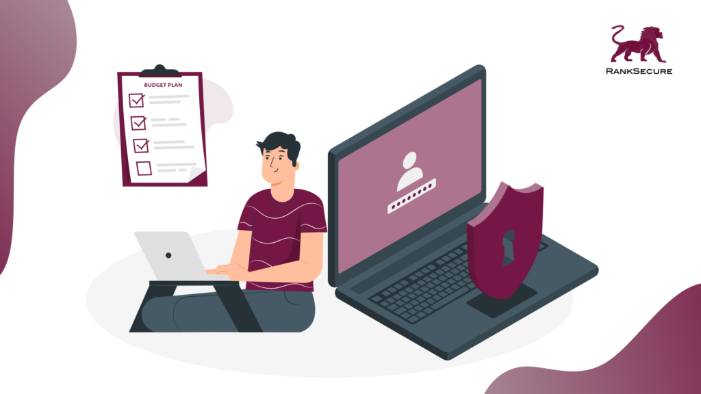 Blog cover with graphics depicting a person planning cyber security budget
